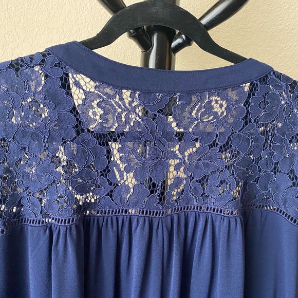 Lane Bryant, Size 22/24, Long Sleeve, Navy, Lace Top - Picture 4 of 10